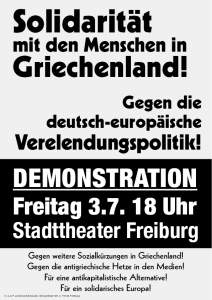 Solidarität mit den Menschen in Griechenland – Gegen die deutsch-europäische Verelendungspolitik!