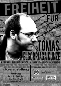 Veranstaltung: Freiheit für Tomas Elgorriaga Kunze – 14.12 ab 20 Uhr im Jos Fritz Cafe in Freiburg